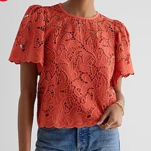 NWT Orange Lace Top